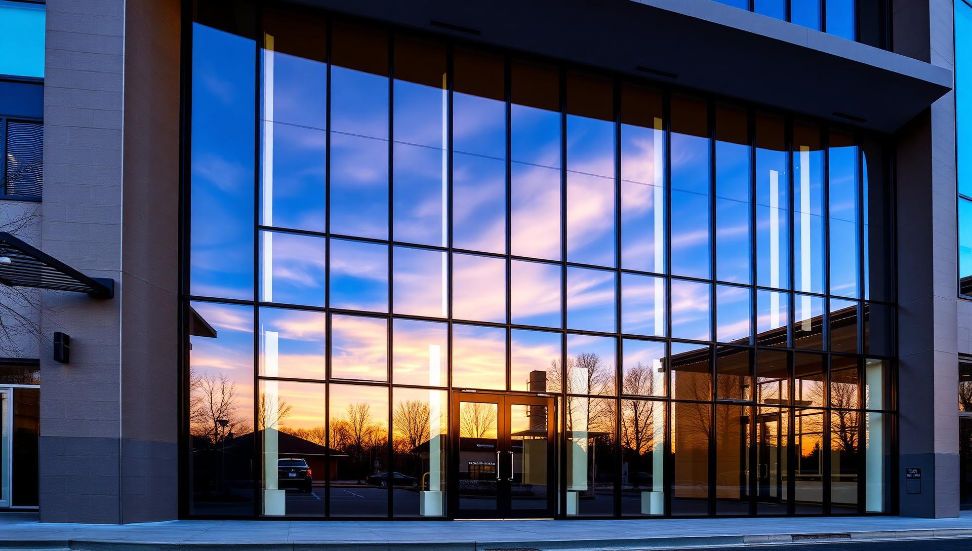 Modern commercial building with tinted glass installed by TruView Films in Dayton, Ohio